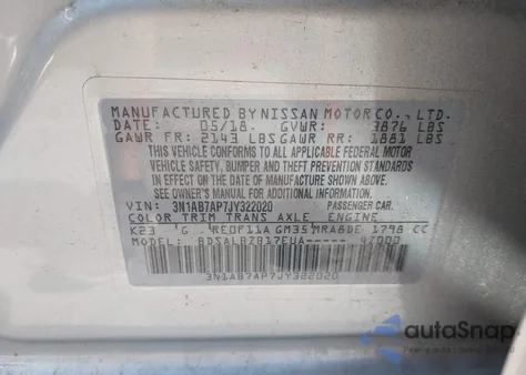 2018 Nissan Sentra S from USA, damaged, VIN 3N1AB7AP7JY322020